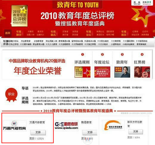 萬通汽修學(xué)校入圍多家媒體年度榮譽(yù)評(píng)選