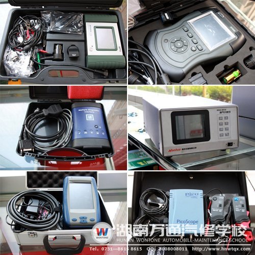 湖南萬通引入的廢氣分析儀、美國通用公司專用解碼器、汽車專用示波器等先進實訓設備